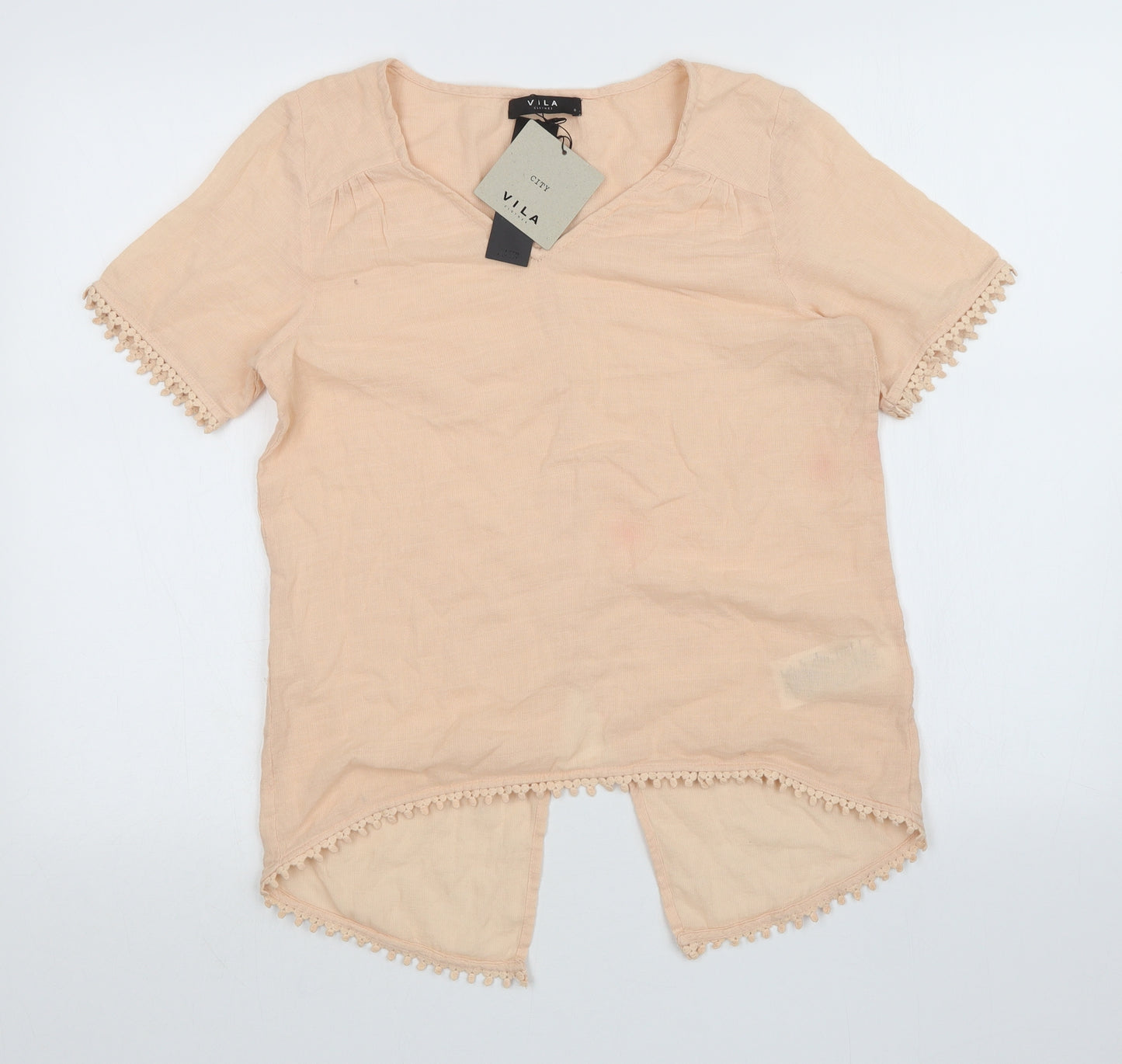 VILA CLOTHES Womens Orange   Basic T-Shirt Size S