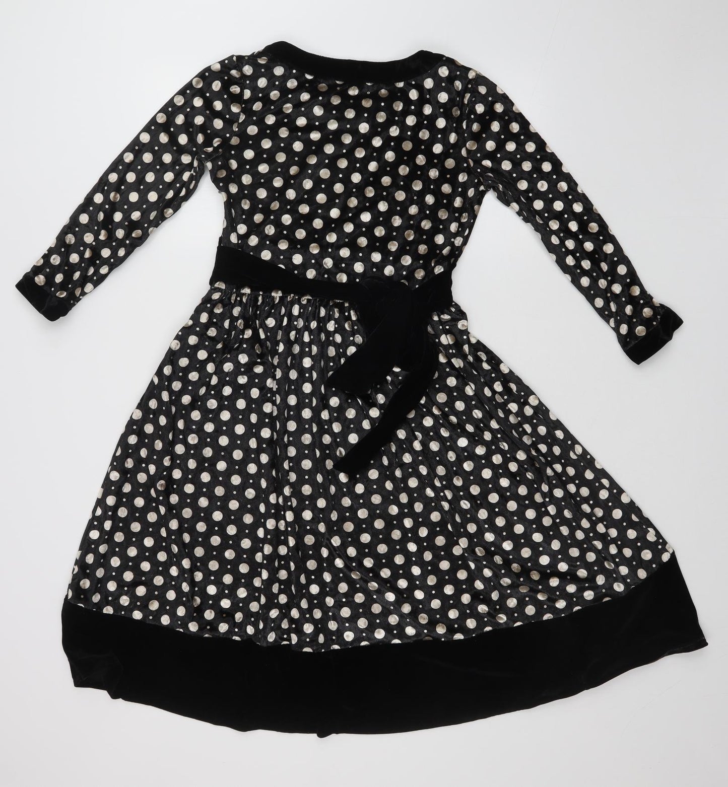 Pussycat London Womens Multicoloured Polka Dot Velvet A-Line  Size M