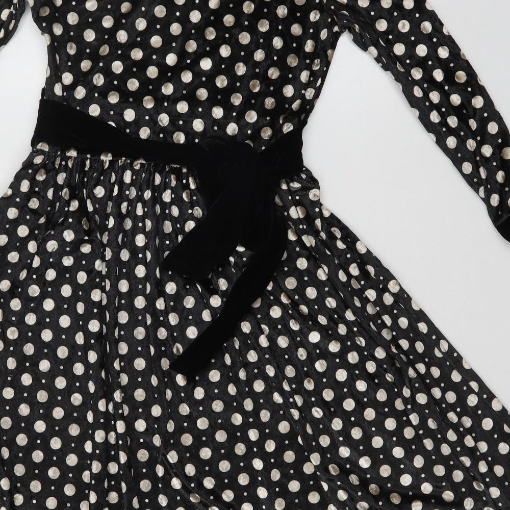 Pussycat London Womens Multicoloured Polka Dot Velvet A-Line  Size M