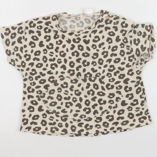 Preworn Girls Multicoloured Animal Print  Basic T-Shirt