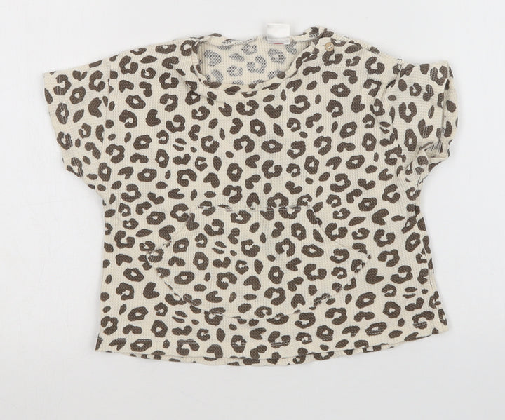 Preworn Girls Multicoloured Animal Print  Basic T-Shirt