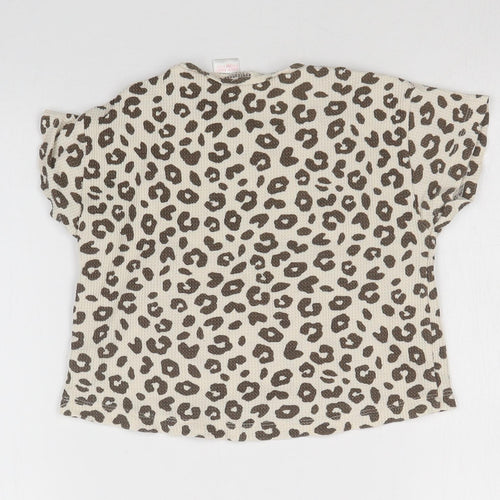 Preworn Girls Multicoloured Animal Print  Basic T-Shirt