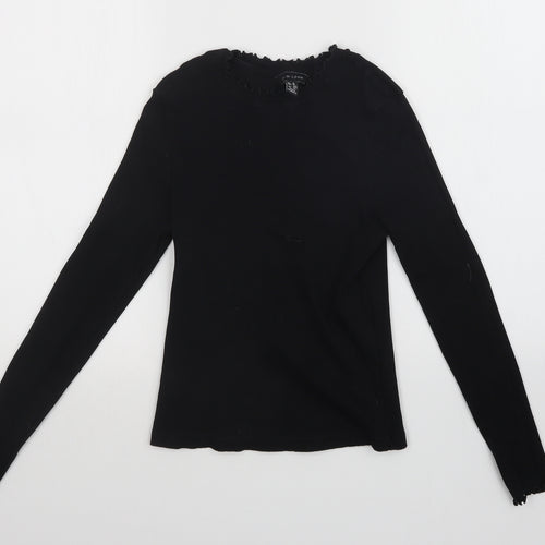 New Look Womens Black Striped  Basic T-Shirt Size 12