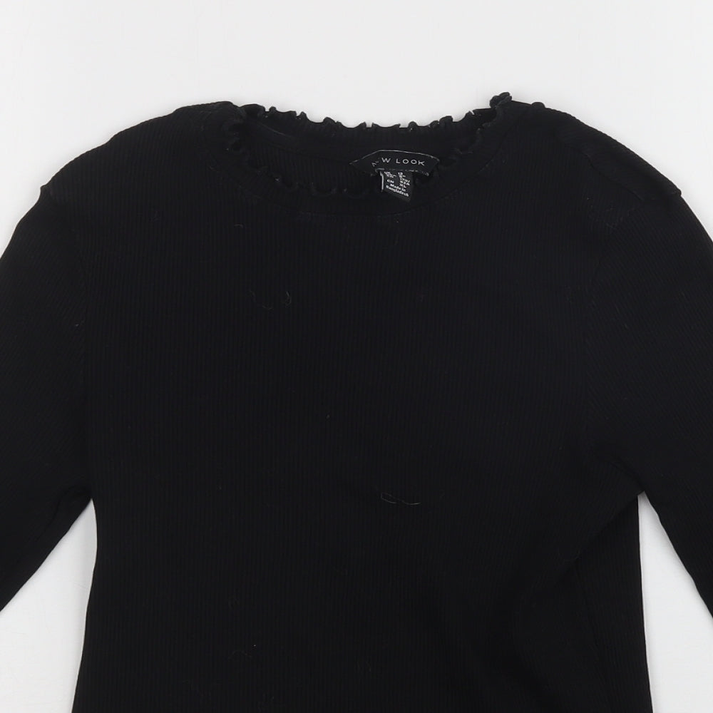 New Look Womens Black Striped  Basic T-Shirt Size 12