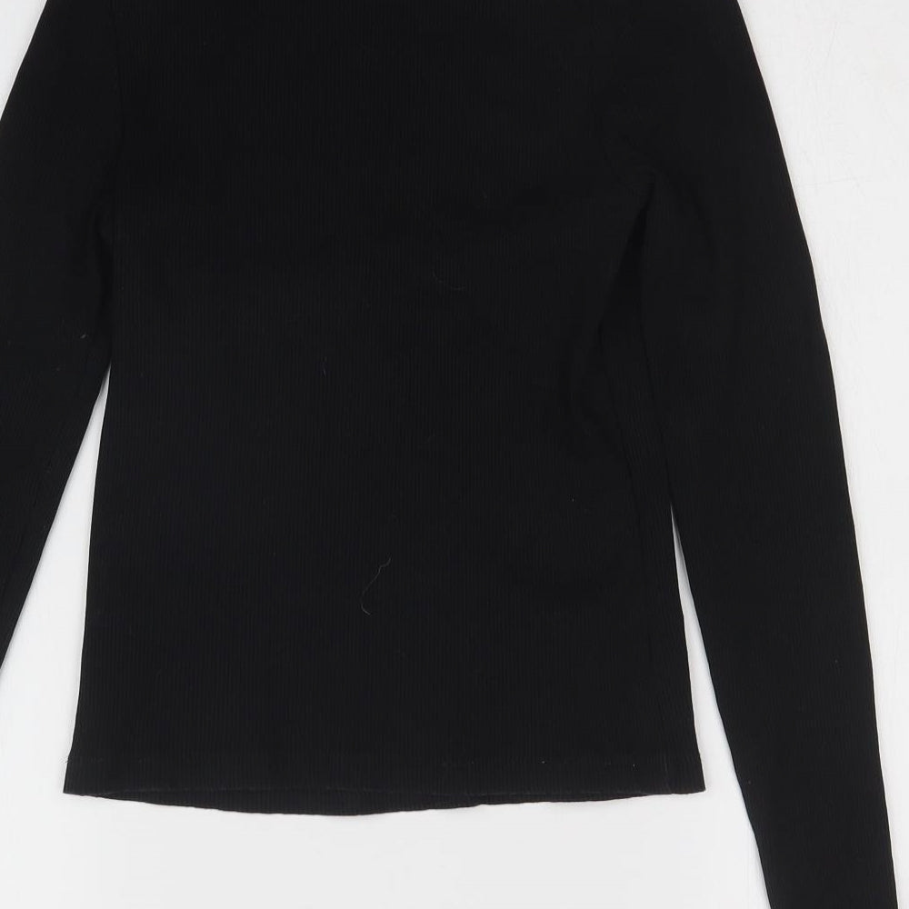 New Look Womens Black Striped  Basic T-Shirt Size 12