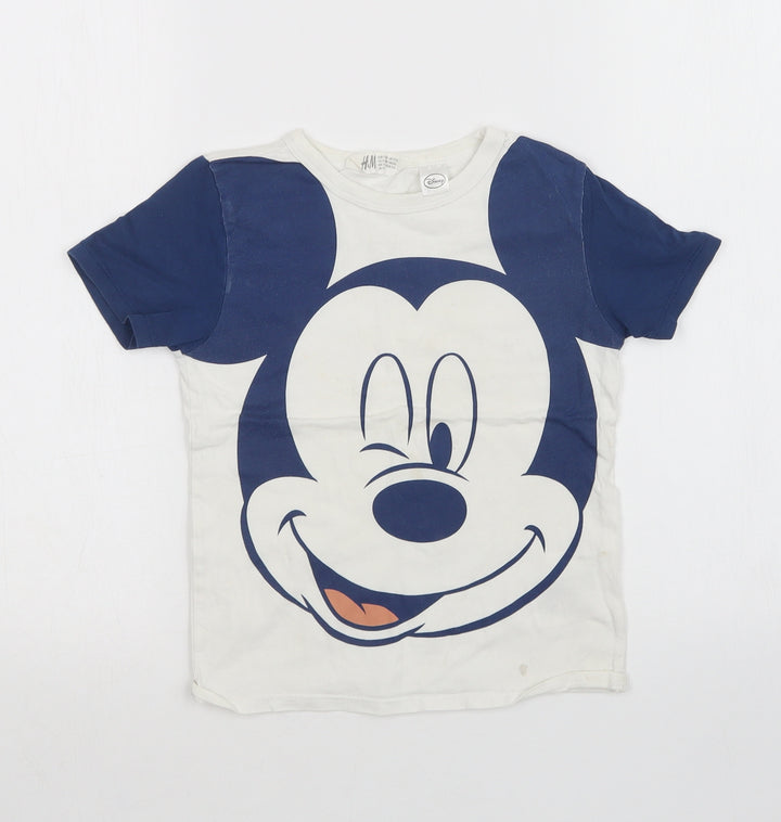 H&M Boys White Basic T-Shirt Size 5-6 Years