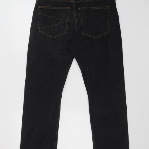 M&S Mens Black  Denim Straight Jeans Size 32 L29 in