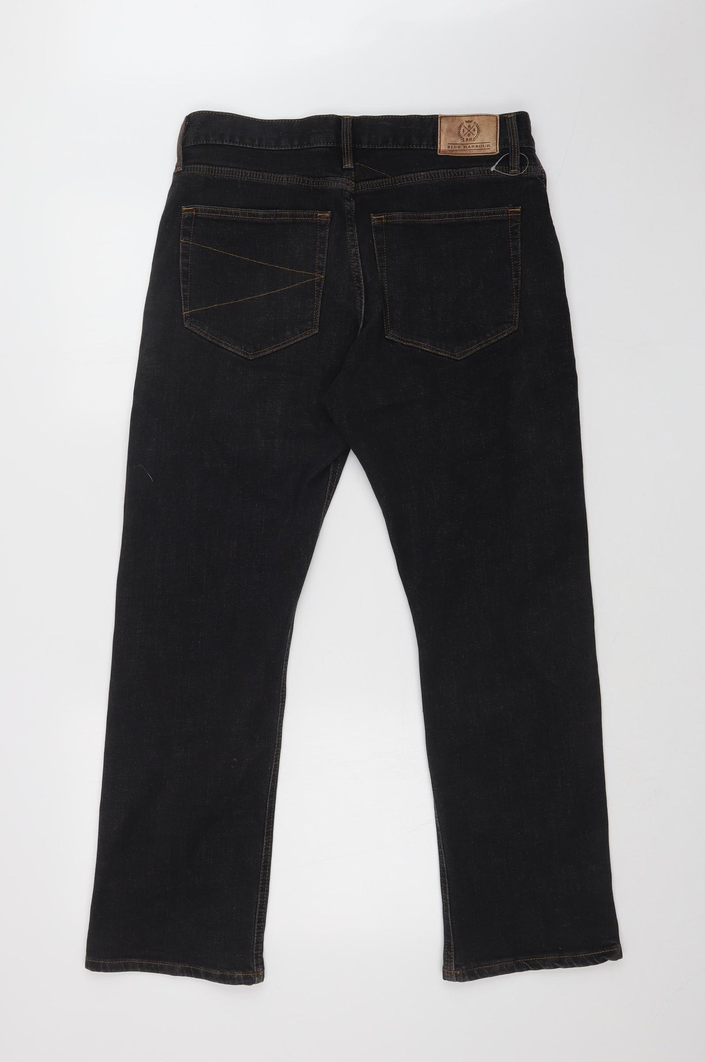 M&S Mens Black  Denim Straight Jeans Size 32 L29 in