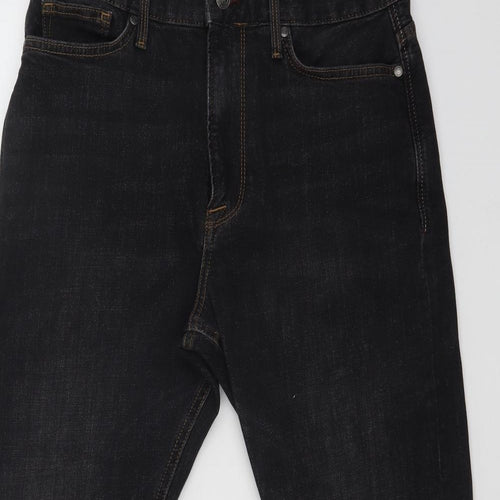 M&S Mens Black  Denim Straight Jeans Size 32 L29 in