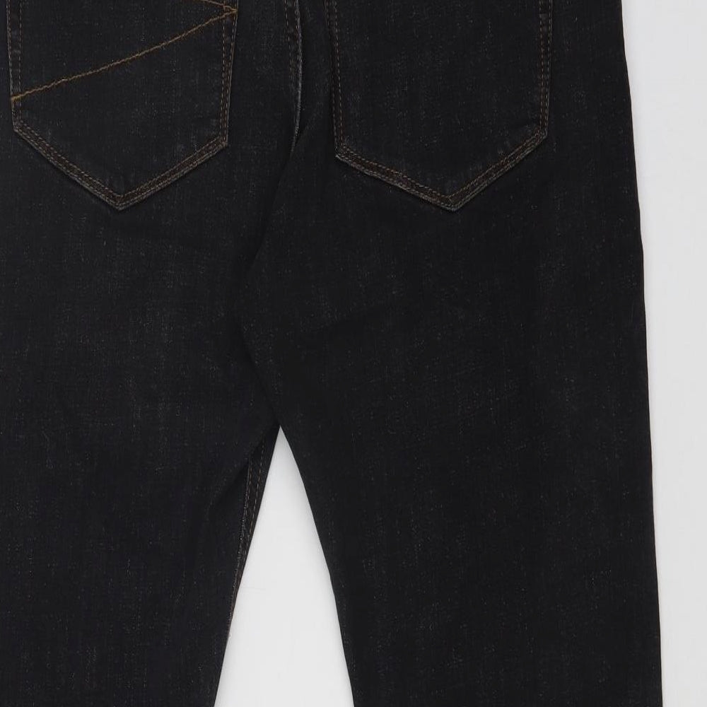 M&S Mens Black  Denim Straight Jeans Size 32 L29 in