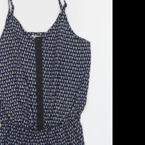 Brave Soul Womens Blue Geometric  Romper One-Piece Size M