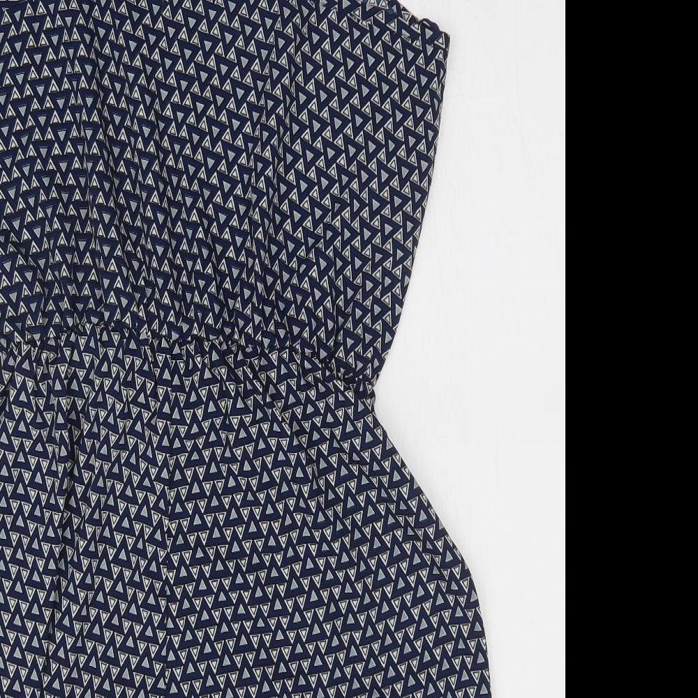 Brave Soul Womens Blue Geometric  Romper One-Piece Size M