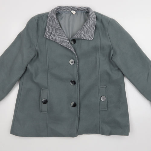ANNE DDE LANCAY Womens Green   Overcoat Coat Size L