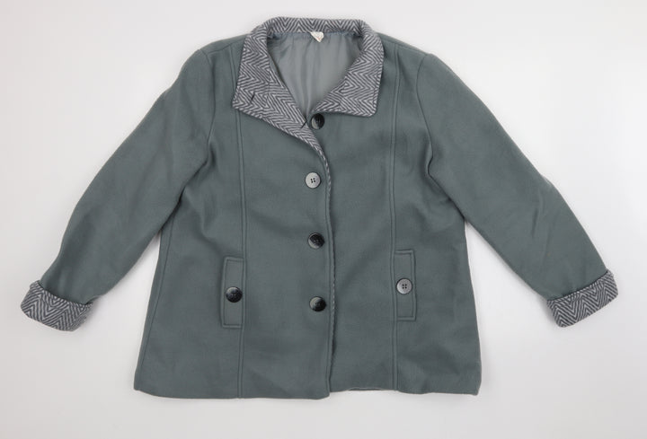 ANNE DDE LANCAY Womens Green Overcoat Coat Size L