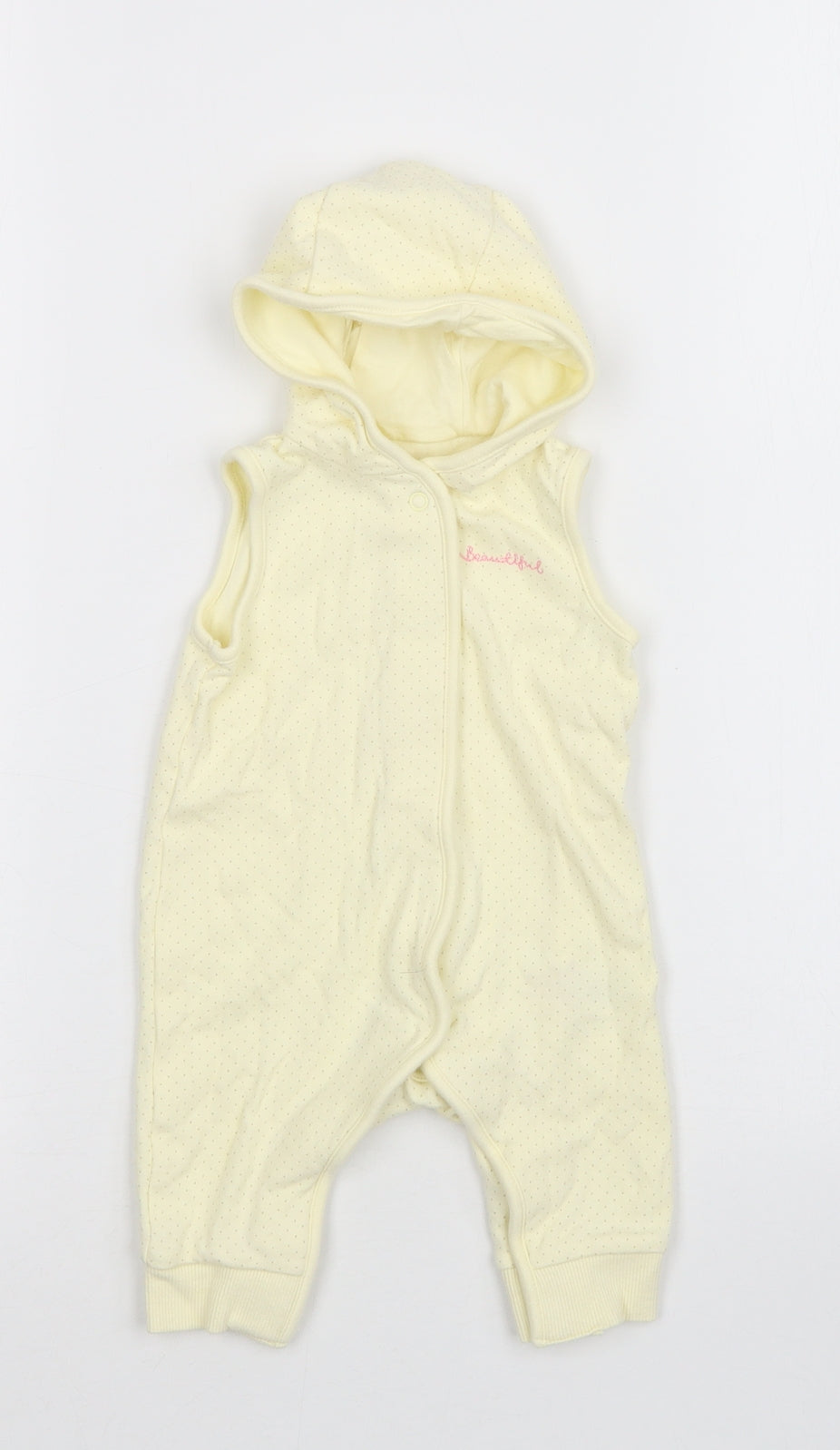 Mothercare Girls Yellow Polka Dot  Babygrow One-Piece Size 0-3 Months