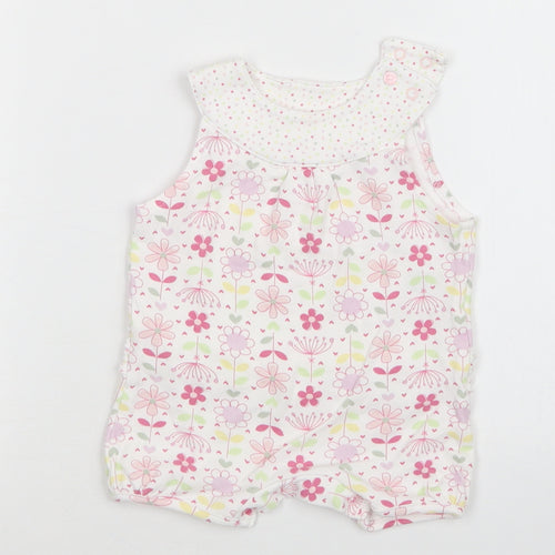 M&S Girls Multicoloured Floral  Romper One-Piece Size 0-3 Months