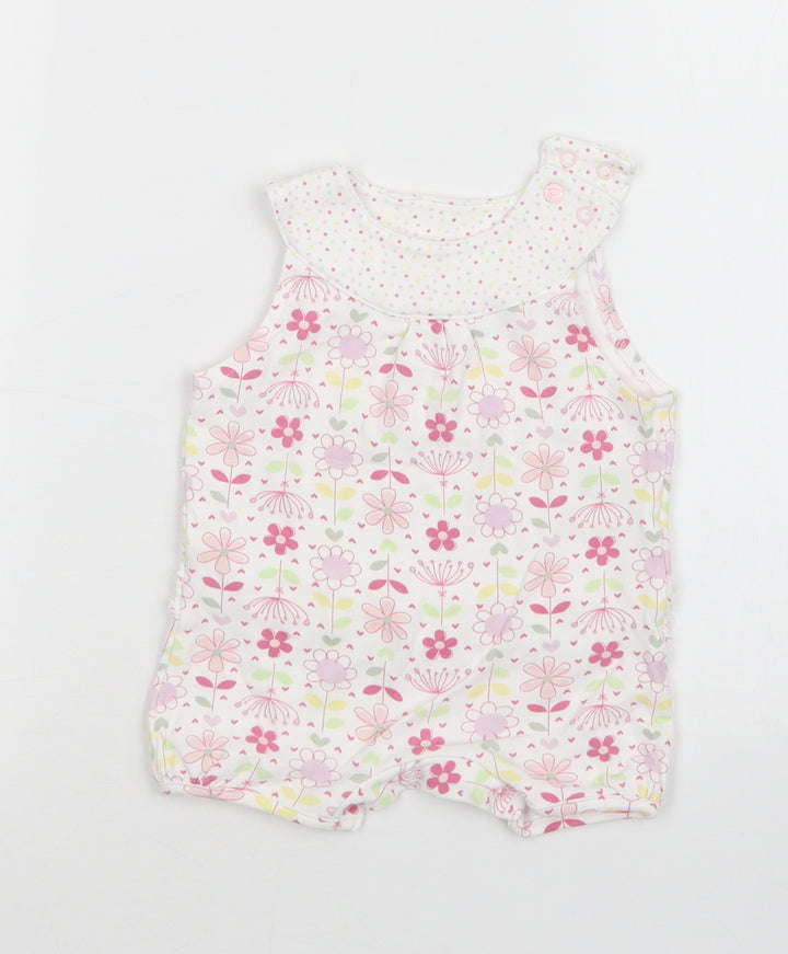 M&S Girls Multicoloured Floral Romper One-Piece Size 0-3 Months