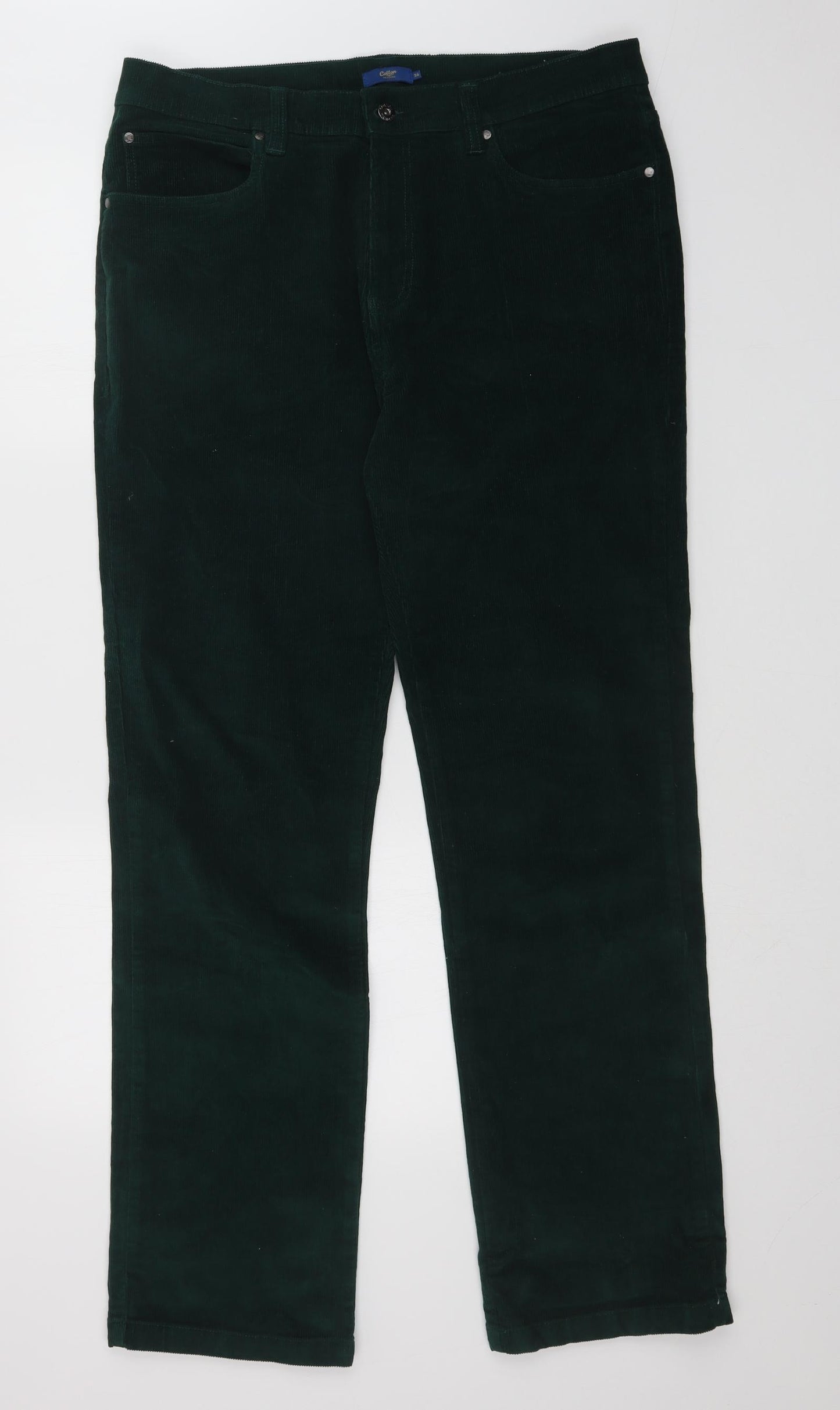 Cotton Traders Womens Green  Corduroy Dress Pants Trousers Size 36 in L32 in