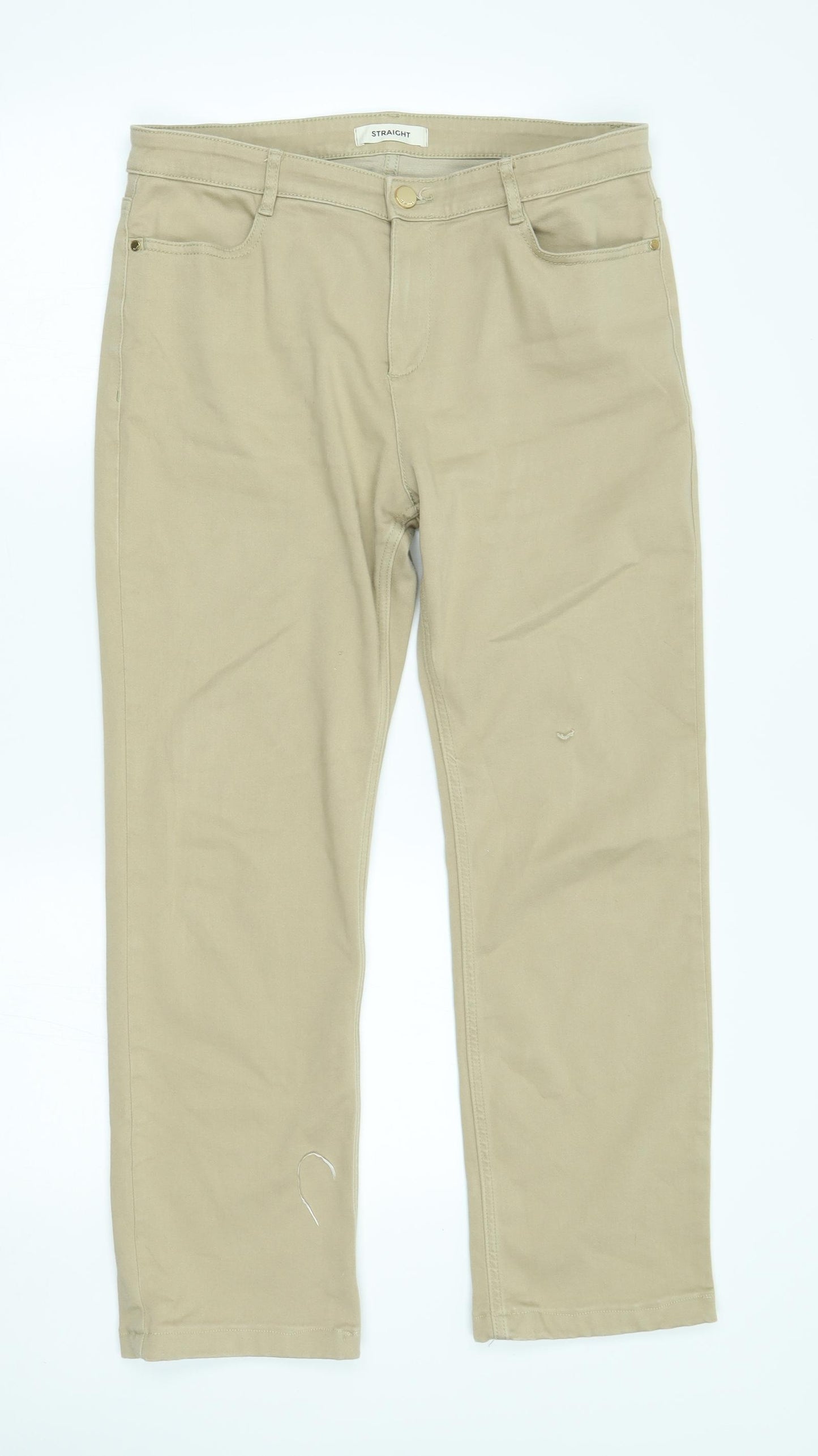 M&S Womens Beige   Straight Jeans Size 14 L26 in