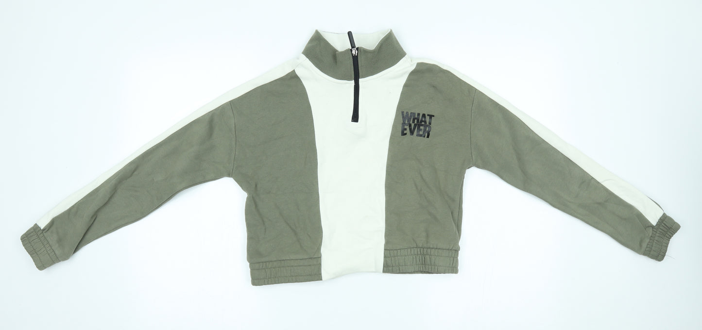 Primark Girls Green   Pullover Sweatshirt Size 12-13 Years  - cropped