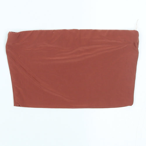 PRETTYLITTLETHING Womens Brown   Cropped Tank Size 6  - boob tube