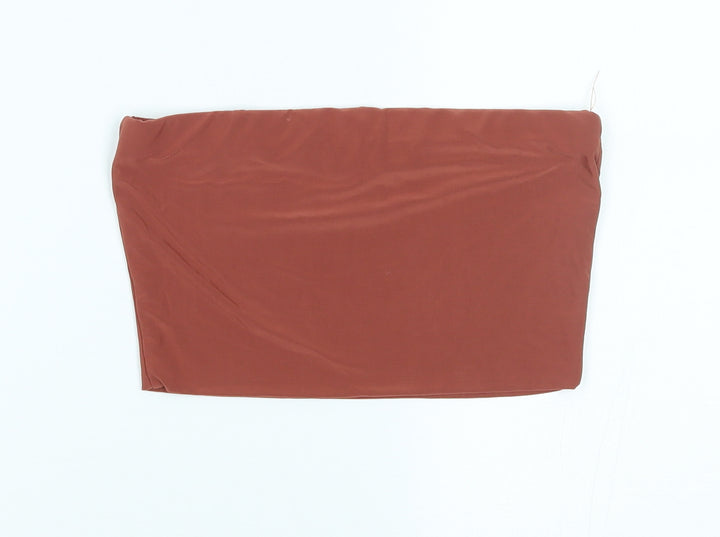 PRETTYLITTLETHING Womens Brown   Cropped Tank Size 6  - boob tube