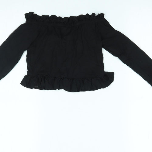 PRETTYLITTLETHING Womens Black   Cropped Blouse Size 6