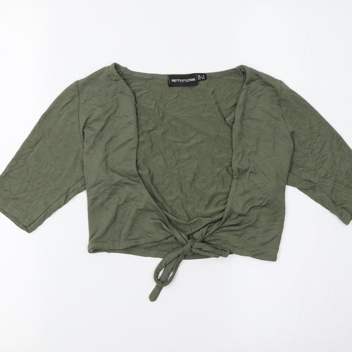 PRETTYLITTLETHING Womens Green   Cropped T-Shirt Size 8