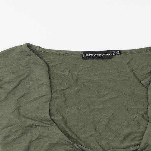 PRETTYLITTLETHING Womens Green   Cropped T-Shirt Size 8