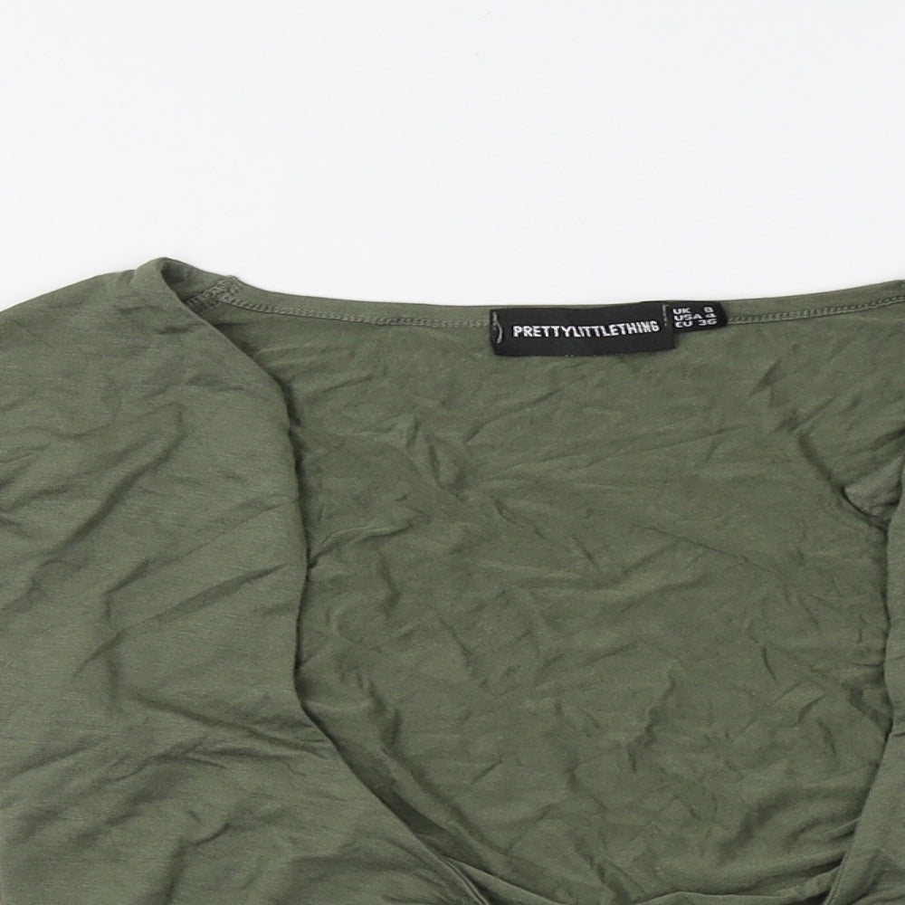 PRETTYLITTLETHING Womens Green   Cropped T-Shirt Size 8