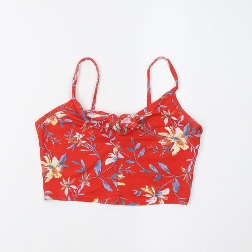 Primark Womens Red Floral  Cropped Tank Size 8