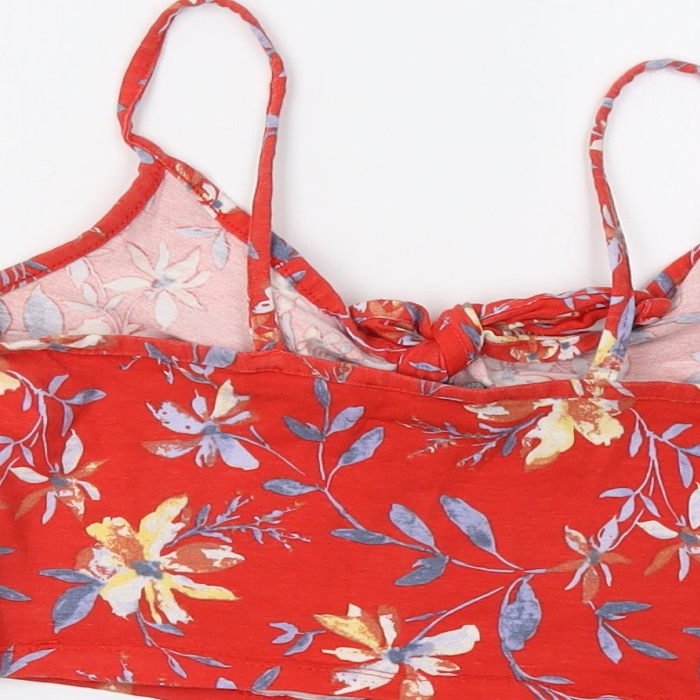 Primark Womens Red Floral  Cropped Tank Size 8
