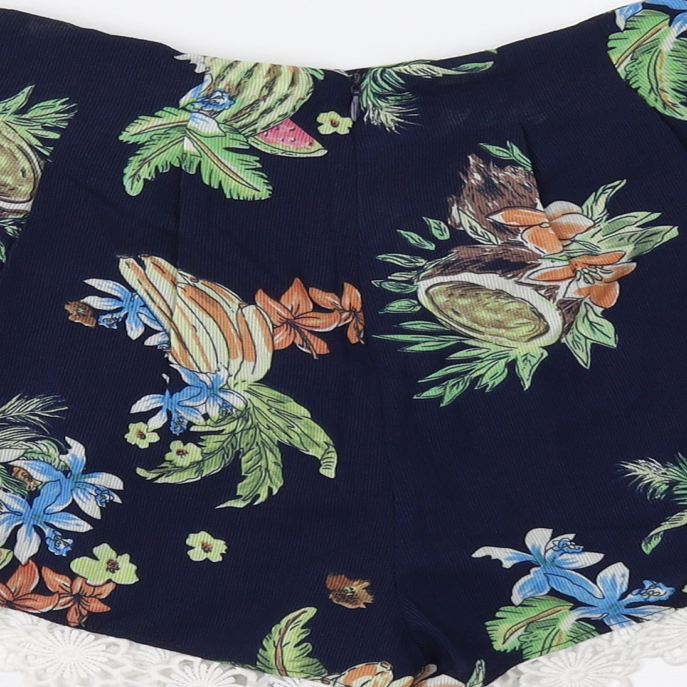 Love & Other Things Womens Blue Floral  Bermuda Shorts Size XS