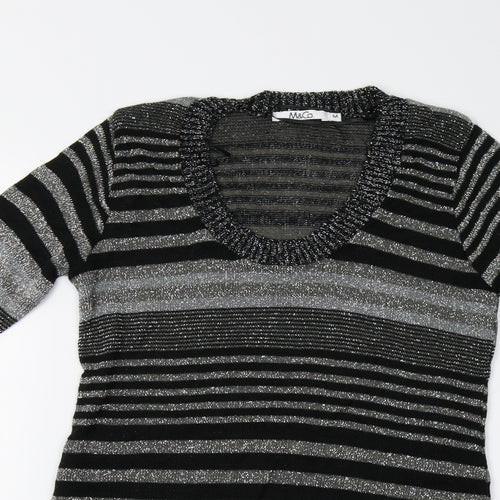 M&Co Womens Grey Striped  Jumper Dress  Size M