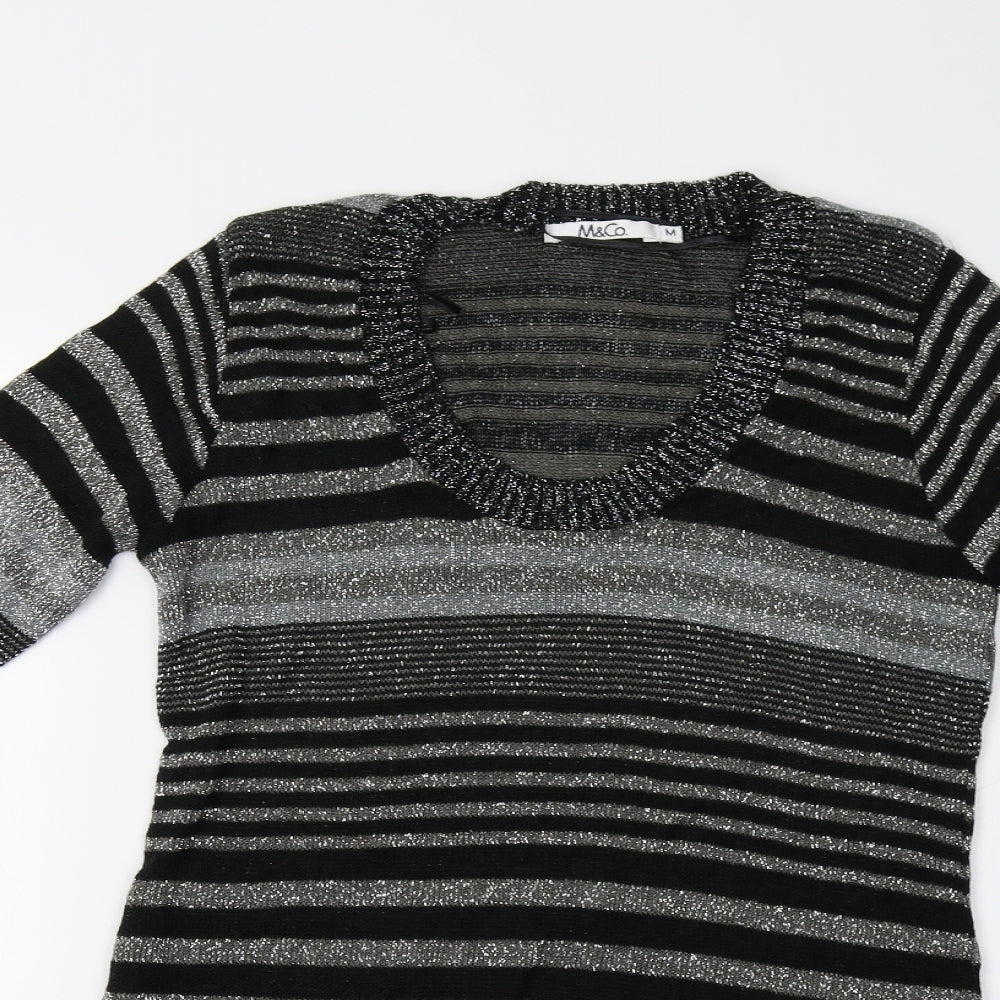 M&Co Womens Grey Striped  Jumper Dress  Size M