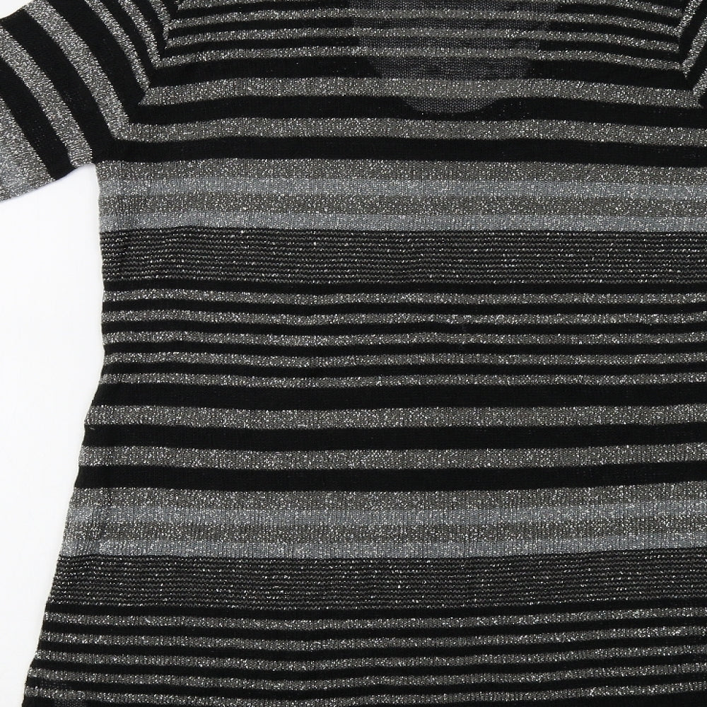 M&Co Womens Grey Striped  Jumper Dress  Size M