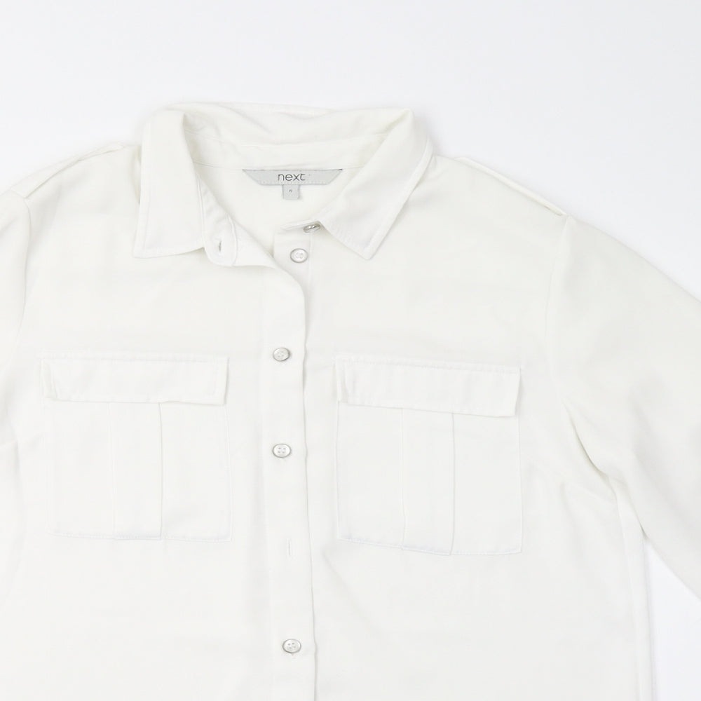 NEXT Womens White   Basic Button-Up Size 6