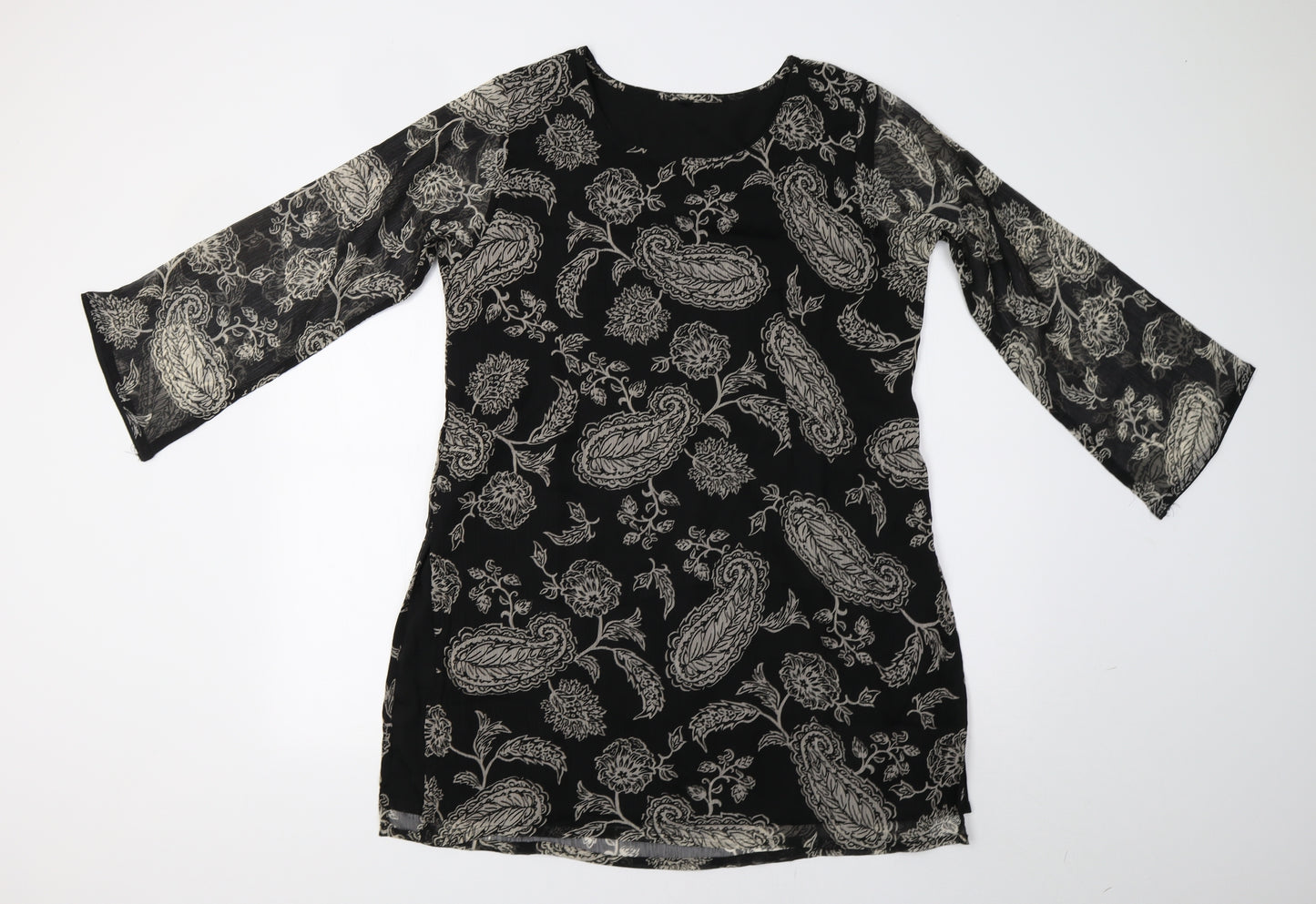 Preworn Womens Black Paisley  A-Line  Size L