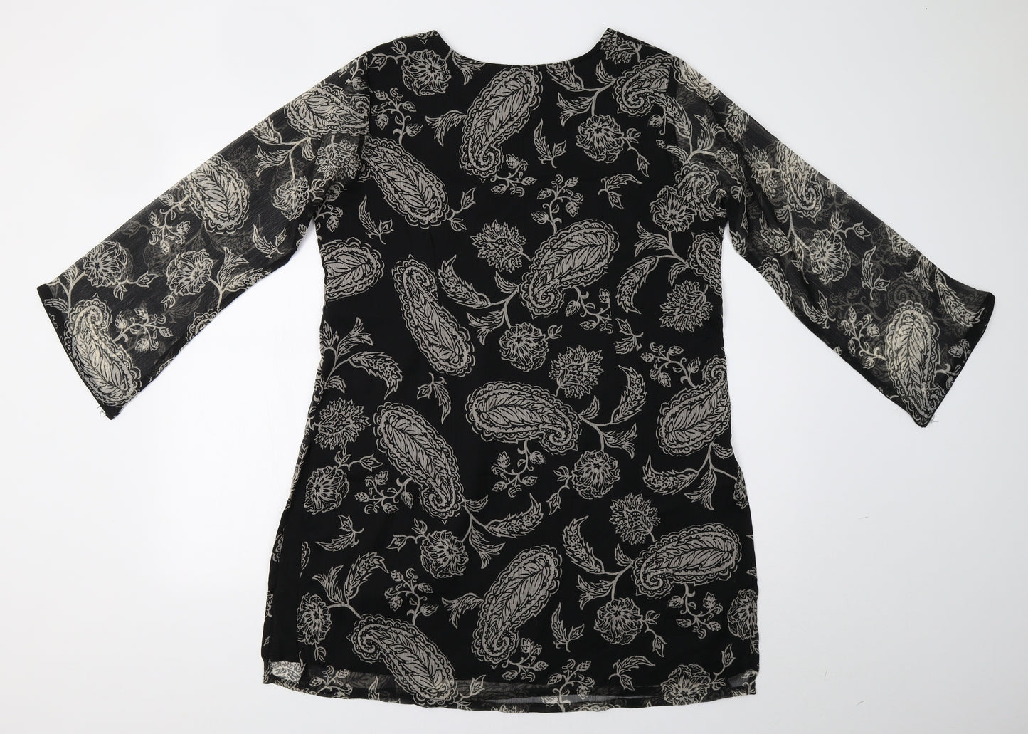 Preworn Womens Black Paisley  A-Line  Size L