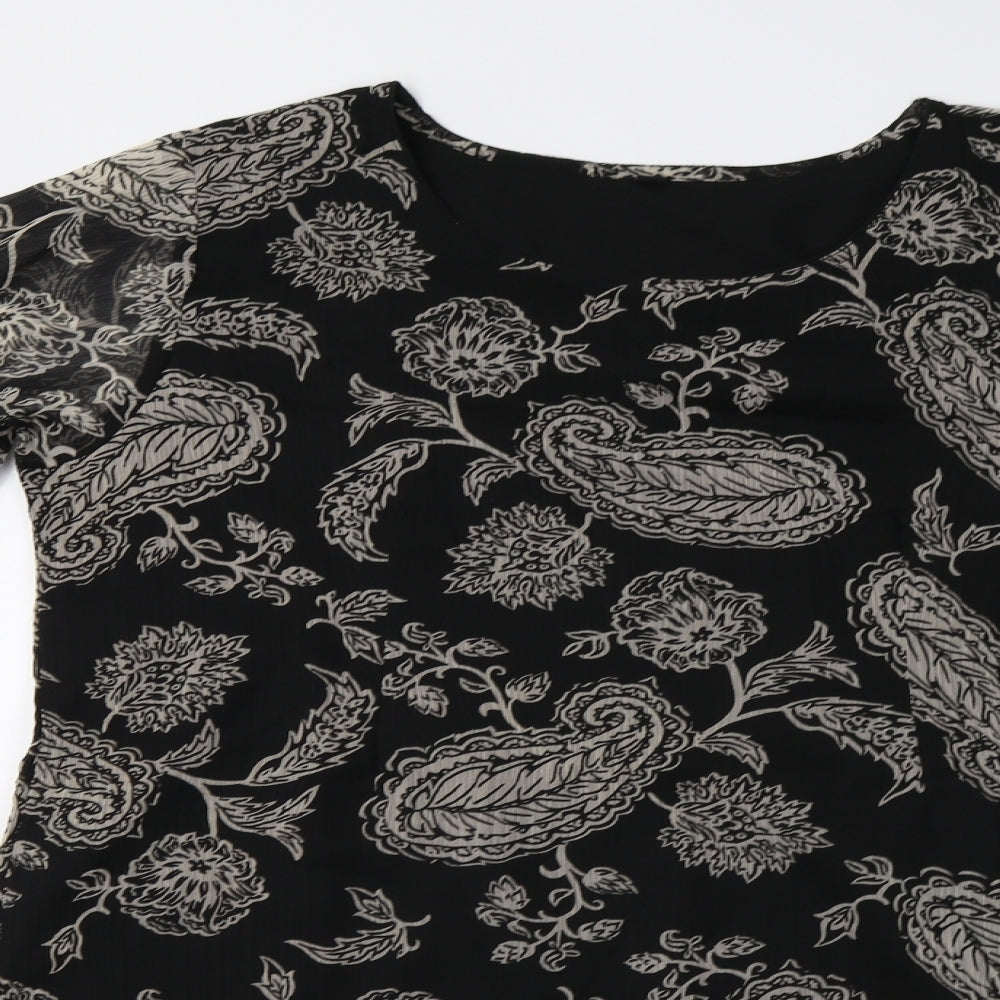 Preworn Womens Black Paisley  A-Line  Size L