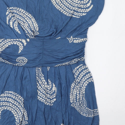 Love Label Womens Blue Paisley  Basic Blouse Size 12