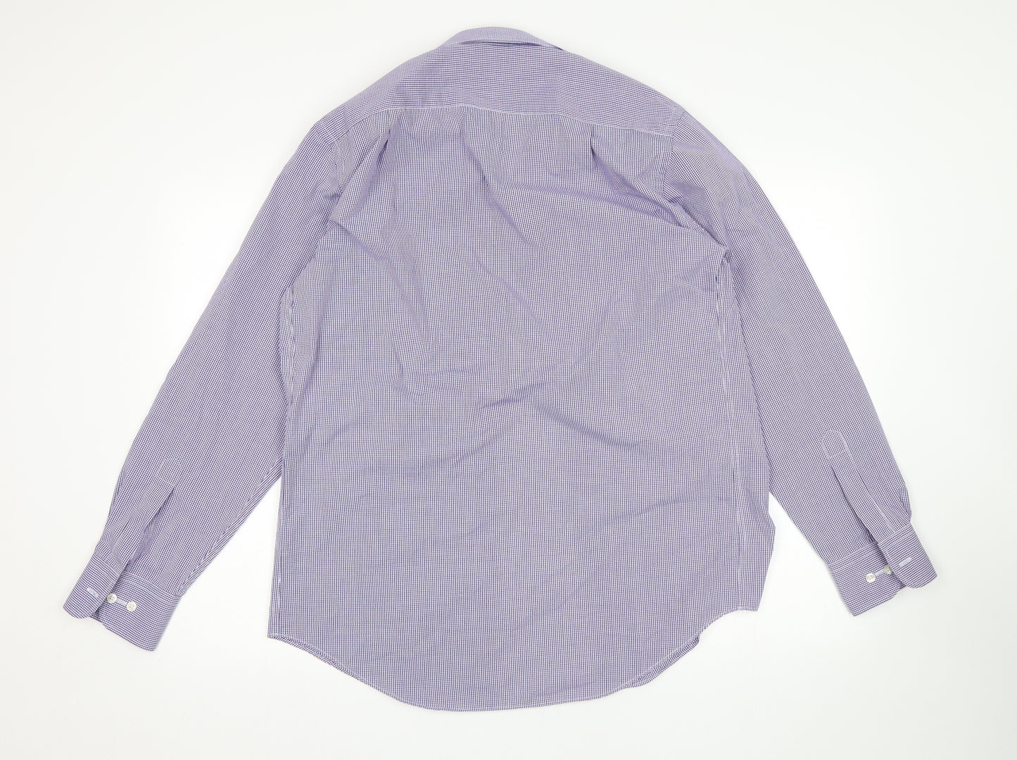M&S Mens Blue Check   Dress Shirt Size 15