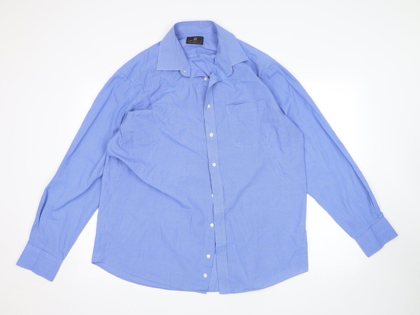 M&S Mens Blue Check   Dress Shirt Size 16.5