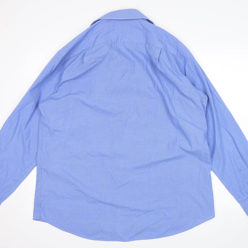 M&S Mens Blue Check   Dress Shirt Size 16.5