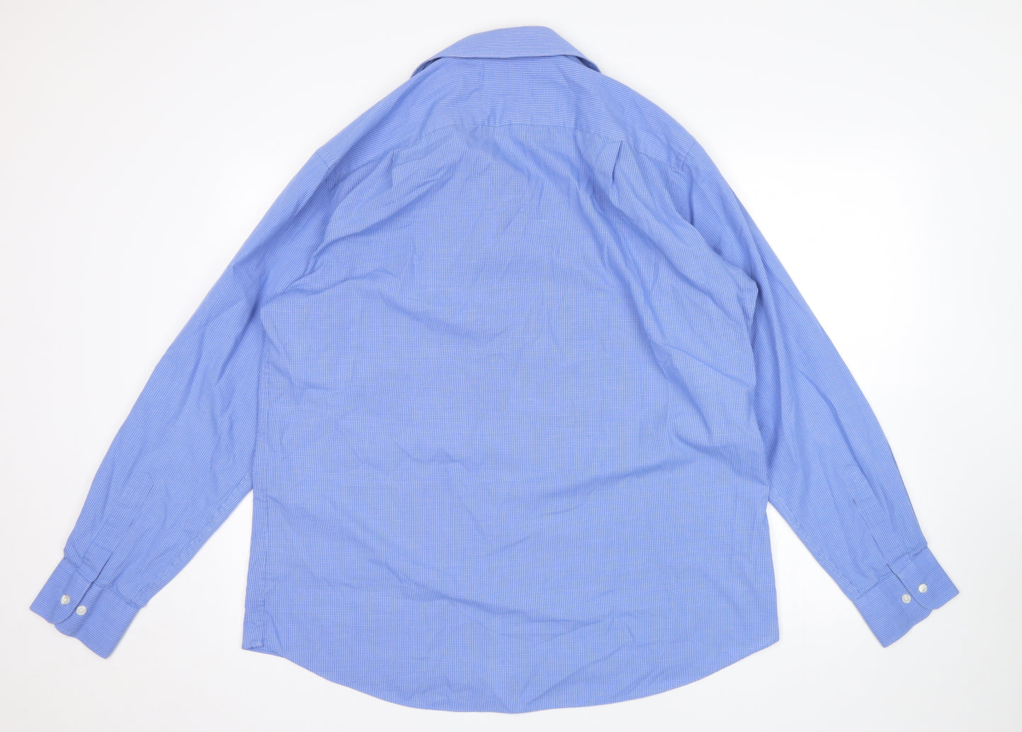 M&S Mens Blue Check   Dress Shirt Size 16.5