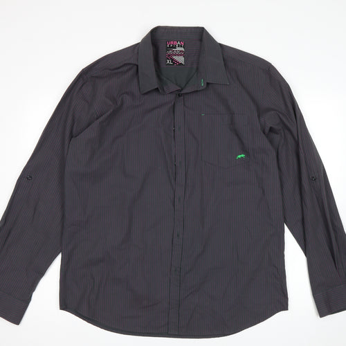 Urban Spirit Mens Grey Striped   Button-Up Size XL