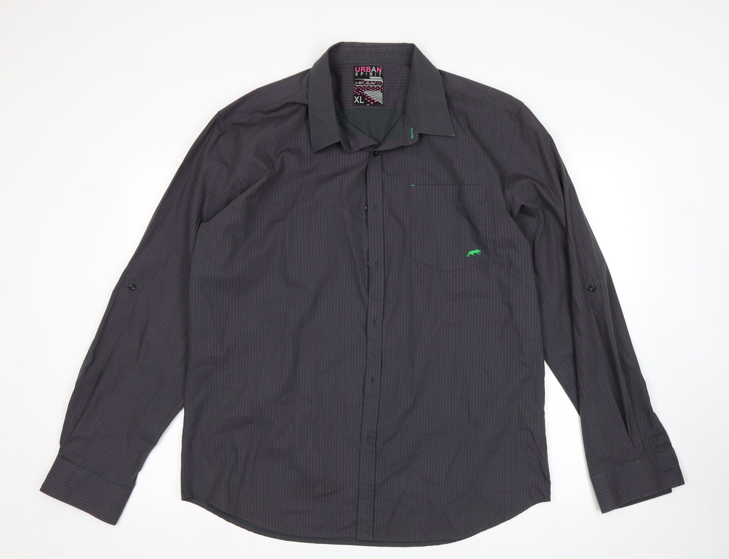 Urban Spirit Mens Grey Striped   Button-Up Size XL