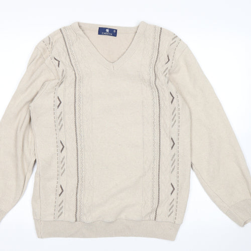 Carson Mens Beige   Pullover Jumper Size S