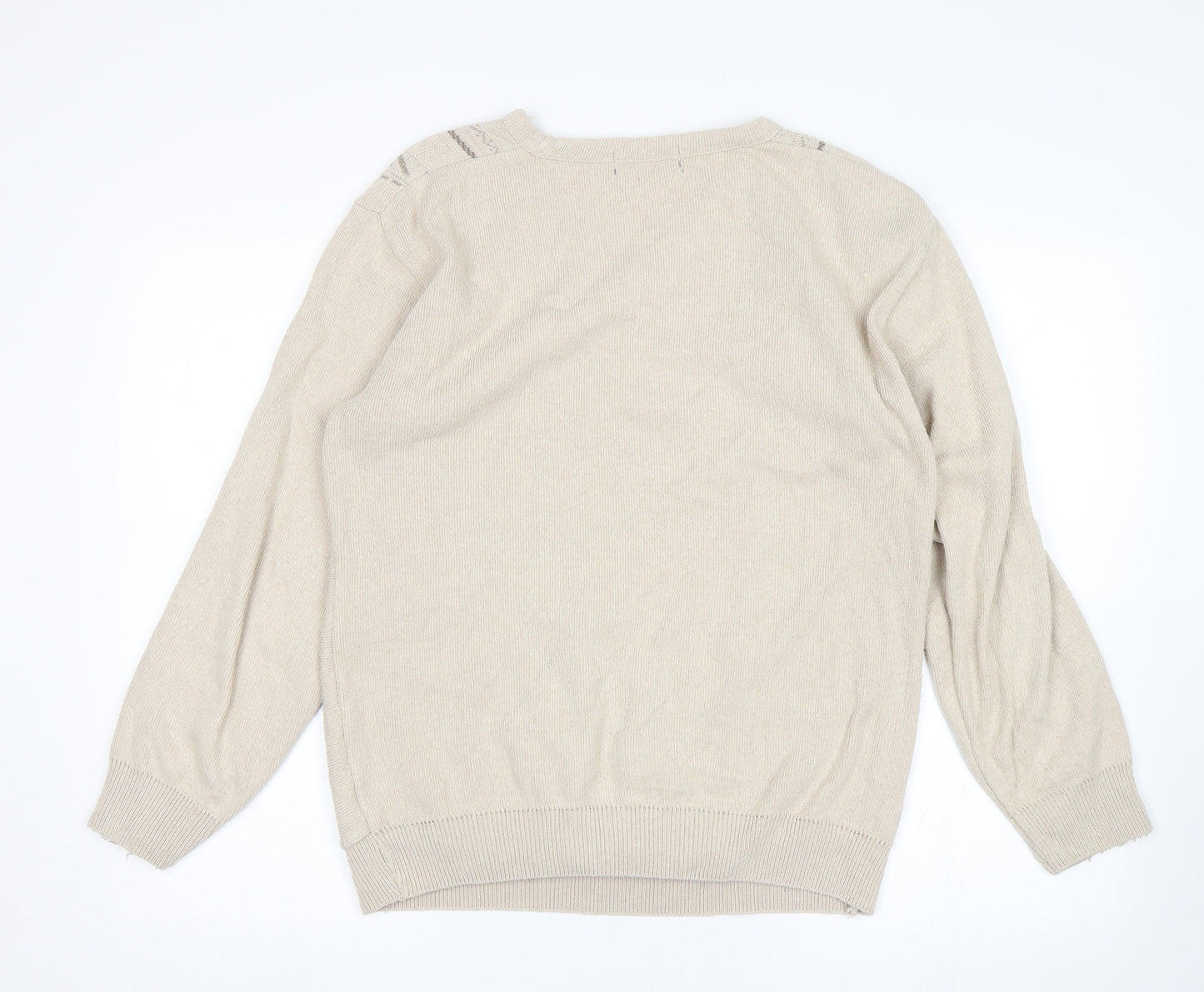 Carson Mens Beige   Pullover Jumper Size S