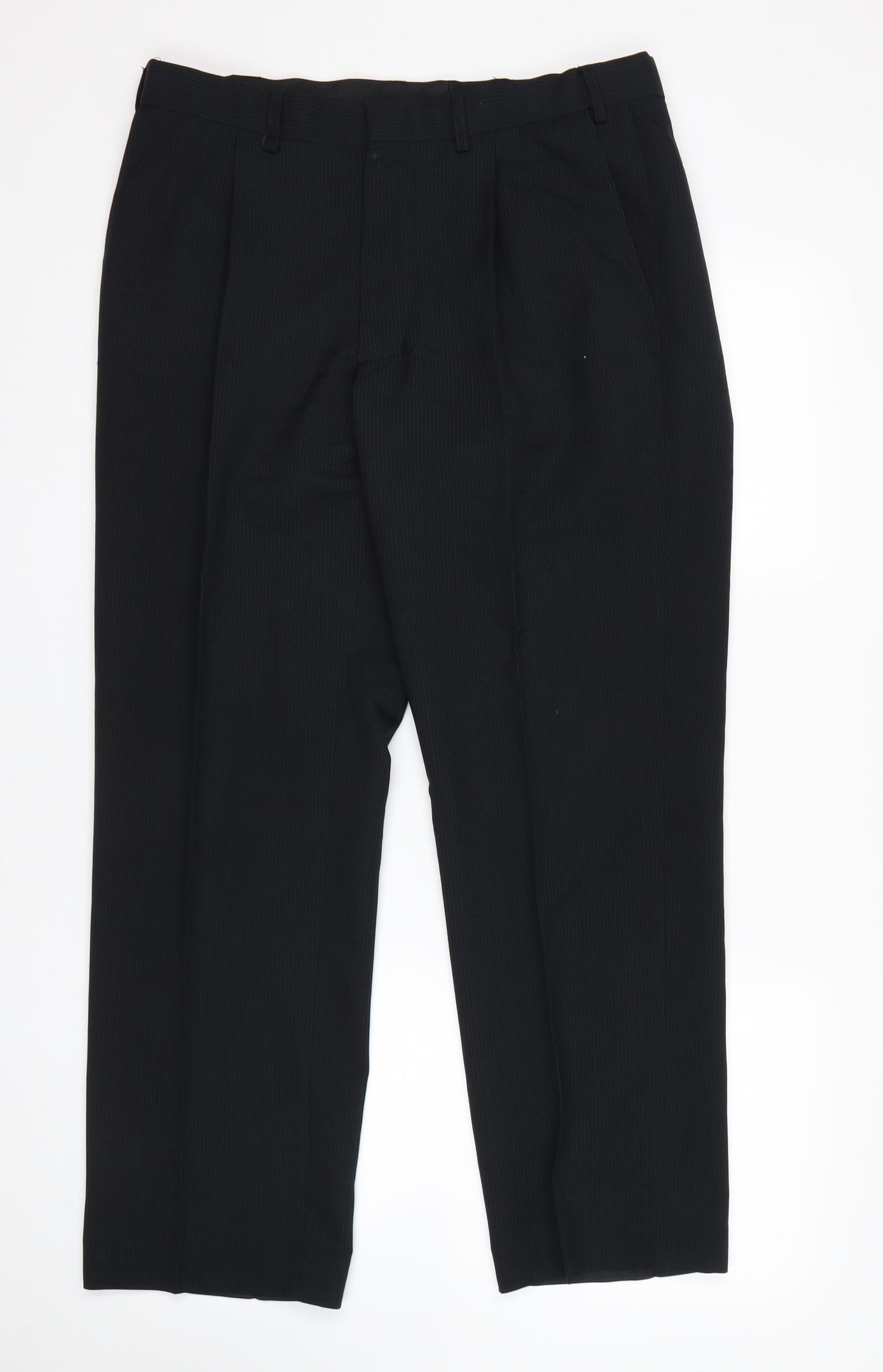 M&S Mens Black Striped  Trousers  Size 32 L29 in
